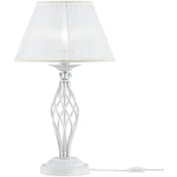Licht-Erlebnisse Tischlampe Metall Stoff 56 cm in Shabby Weiß