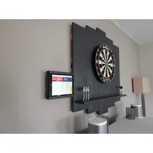 WDS WOODEN Dartboard Surround | Premium Dart-Wandschutz | Tablet-Halter kohlengrau No Size