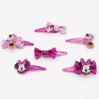 Claire's Disney© Minnie Maus Haarspangen/Clips für Kinder | Pink Rosa & Glitzer | Minnie Mouse Haarschmuck | 6er-Pack