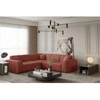 Fun Möbel Ecksofa Designersofa CELES in Stoff Scala Koralle Seite Universal - Rot