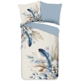 PURE luxury collection Alva Federn Blau 155 x 220 cm + 2 x 80 x 80 cm