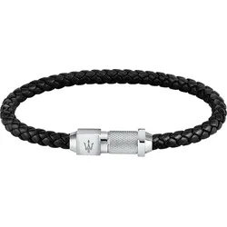Maserati Armband Edelstahl, Leder, recycelt schwarz Herren 
