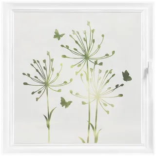 Bilderdepot24 Fensterfolie statisch haftend Motiv Fensterdeko Feine Blüten Schmetterlingen Blume, blickdicht, Innen Fenster Tür Balkontür Küche Badezimmer Wohnzimmer Schlafzimmer weiß 60 cm x 90 cm
