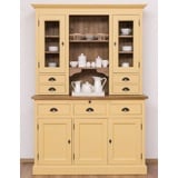 Casa Padrino Küchenbuffet Landhausstil Küchenschrank Gelb / Braun 137 x 50 x H. 197 cm - 2 Teiliger Küchenschrank mit 5 Türen und 7 Schubladen - Landhausstil Küchenmöbel