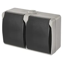 EMOS Schuko-Steckdose 2-fach Grau/Schwarz