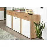 vogl möbelfabrik Kommode VOGL MÖBELFABRIK "Tirent", weiß (eiche, weiß), B:159cm H:84cm T:40cm, Spanplatte, Sideboards, Türkommode, mit 3 Türen und 1 Schubkasten