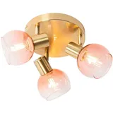 QAZQA Art-Deco-Deckenstrahler Gold mit rosa Glas 3-flammig - Vidro