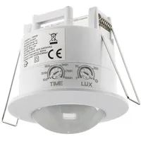 ChiliTec Decken-Einbau-Bewegungsmelder 360° LED geeignet, 6m Detektion, weiß