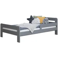 TICAA Einzelbett Kinderbett Jugendbett, Bennet mit Rausfallschutz & Lattenrost für Schlafzimmer, Kinderzimmer Kiefer Massivholz Bettgestell 90 x 200 cm