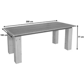 Mendler Esstisch HWC-L76, Tisch Esszimmertisch, Industrial Massiv-Holz MVG-zertifiziert 200x100cm, natur mit Metall-Optik