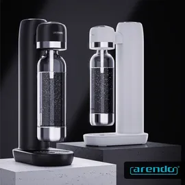 Arendo Wassersprudler Soda Maker schwarz + 2x 1000 ml Flaschen