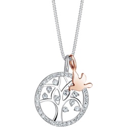 Elli PREMIUM Lebensbaum Bi-Color Kristalle 925 Sterling Silber Ketten   Damen 