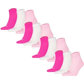 Puma Socken Quarter Plain 12er Pack Weiß/Pink 39-42