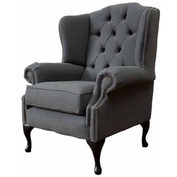 JVmoebel Ohrensessel Grau Ohrensessel Sessel Design Polster Sofa Couch Chesterfield, Made In Europe grau