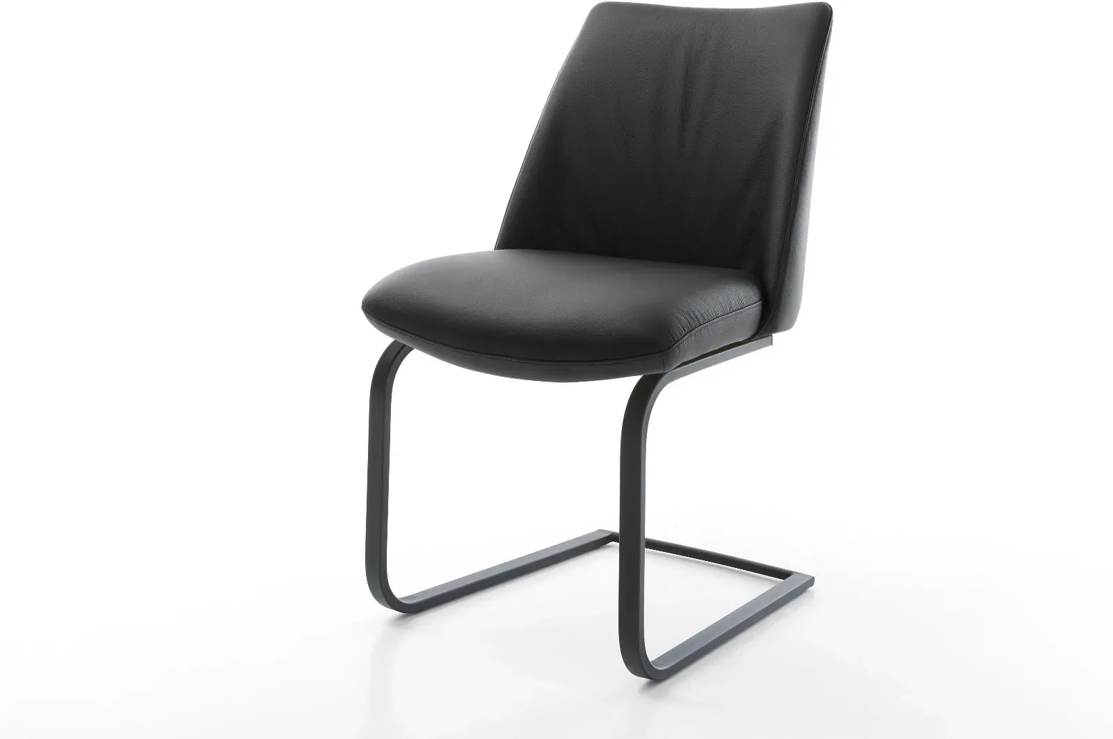 DELIFE Cantilever Elso-Flex cuir de vache noir pied cantilever plat noir ressorts ensachés, Chaises de salle à manger