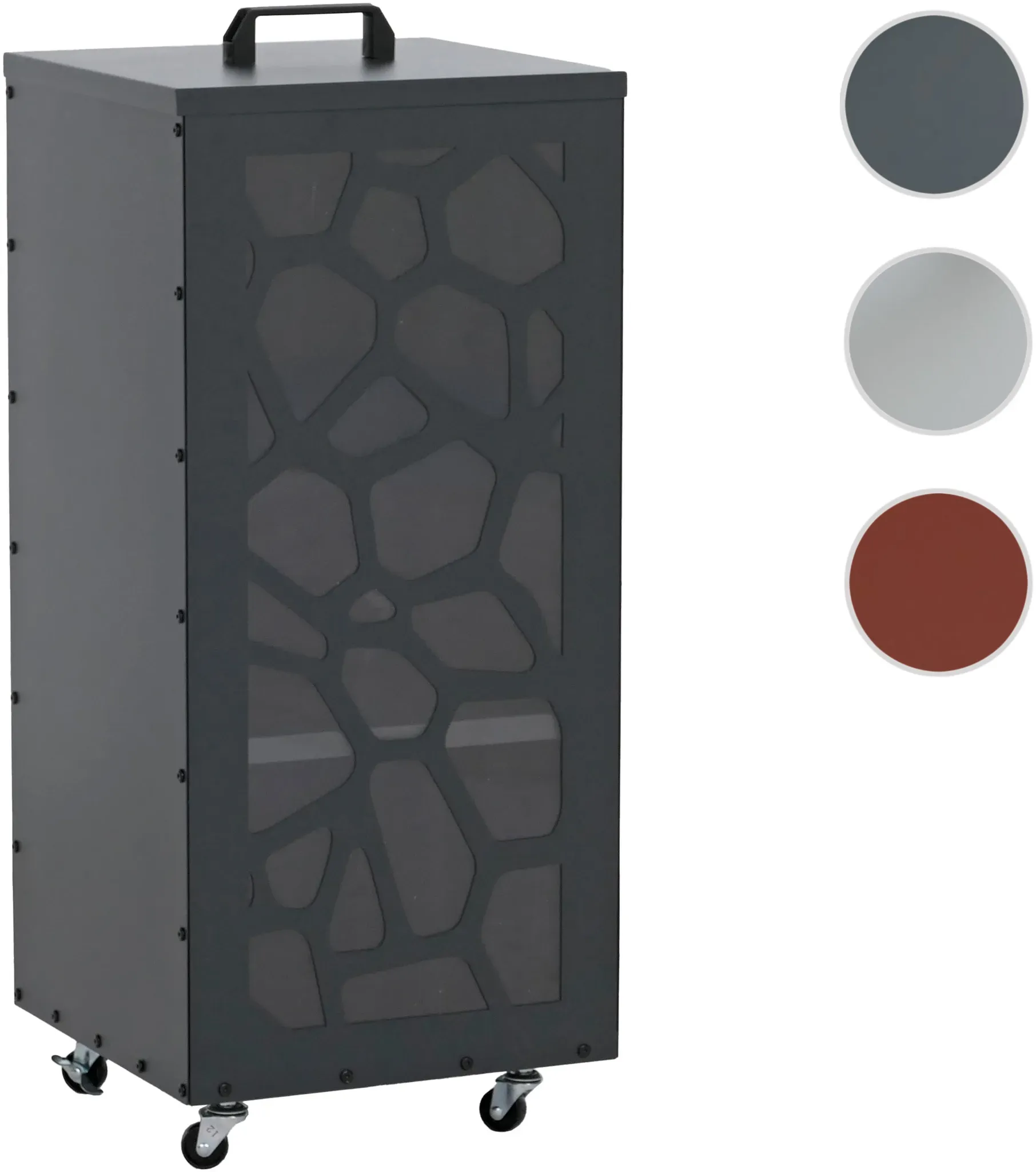 Pelletbehälter HWC-Q30 Waben, Pelletbox Aufbewahrungsbox für z.B. Tierfutter, Rollen Füße 86x37x37cm ~ anthrazit