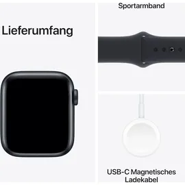 Apple Watch SE 2023 GPS 44 mm Aluminiumgehäuse mitternacht, Sportarmband mitternacht S/M