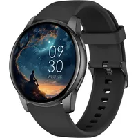 AcclaFit Smartwatch Damen Herren, 1.38 Zoll HD-Display Smart Watch mit Bluetooth Anrufe, Fitness Tracker mit Herzfrequenz SpO2 Schlafmonitor Schrit... - Schwarz