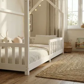 ecomi Hausbett 90 x 200 cm Kiefer massiv lackiert Weiß