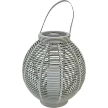 Expo Börse Garten Laterne Rattan-Optik 43,5 x Ø 38 cm Hellgrau Solarbetrieben Dekolicht