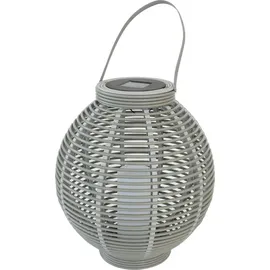 Expo Börse Garten Laterne Rattan-Optik 43,5 x Ø 38 cm Hellgrau Solarbetrieben Dekolicht