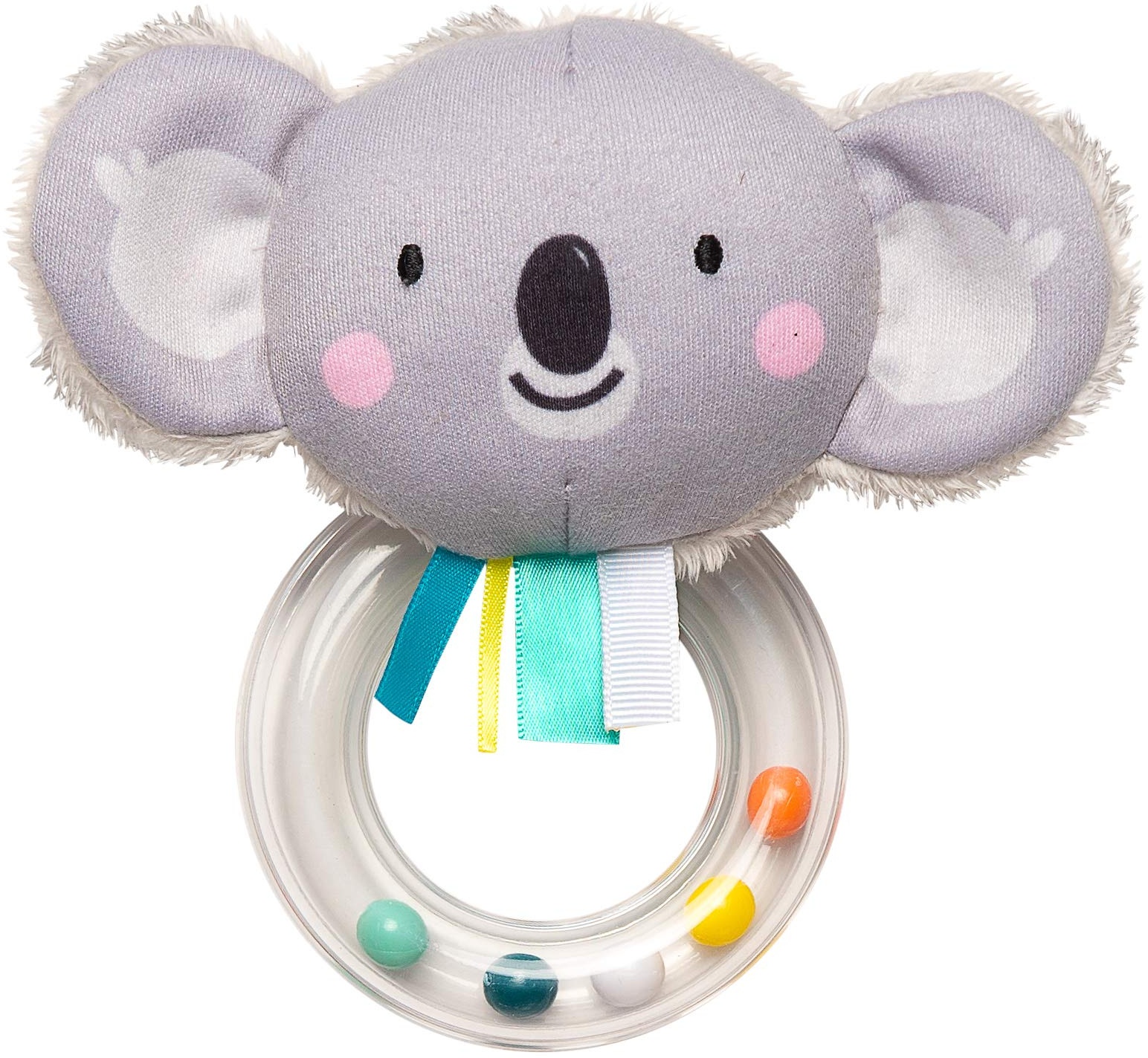 Taf Toys Kimmy Koala Newborn Baby Rattle. Soft Plush Toddler Sensory Ring Rattle with Ribbons and Crinkling Ears. Easy to Grab. Colourful Beads. Suitable for Boys & Girls from Birth