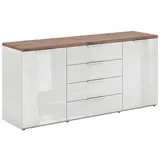 Carryhome Sideboard Eiche Artisan, Weiß Hochglanz , 170x82x44 cm