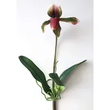 artplants.de Kunstblume Orchidee Paphiopedilum VELANA, Steckstab, violett - grün, 40cm - Deko Orchidee