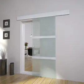 vidaXL Schiebetür Glas und Aluminium 178 cm Silbern