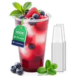 Inoverse 100 stk Trinkbecher, 200ml Plastikbecher, Transparent Einwegbecher 0,2l