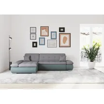 DOMO collection Ecksofa »Moric, L-Form, XXL-Sofa - Breite 300cm, viel Platz, auch in Cord« wahlweise mit Bettfunktion und Armteilverstellung, eibsblau-grau, bunt