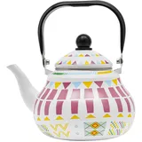 KEESUNG Emaille Teekanne 2.5L, Vintage Emaille Wasserkocher Wasserkessel Emaillierter Induktion Teekocher Wasserkessel mit Hitzebeständig Griff für Küche Zuhause Café Camping Gasherd