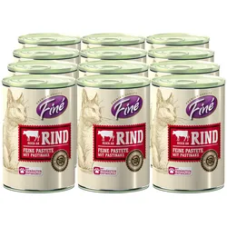 Finé Katzennahrung Pastete Reich an Rind mit Pastinake 400 g, 12er Pack