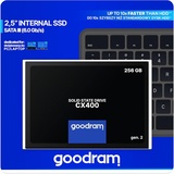 GoodRam SSD 256GB CX400 Gen.2 Solid State Drive SSD mit SATA III 3D TLC NAND Flash Speicherchips 2,5 Zoll zur Beschleunigung Ihres PCs bis zu 10 Mal Schwarz 256 GB