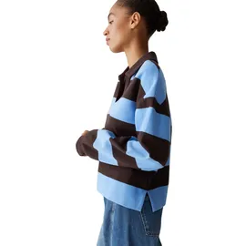 Opus Glocki Sweatshirt Breiten Rugby Streifen Water Blue 38