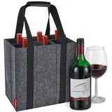 YUNPYCHY Flaschenträger 6 Fächer Flaschentasche, Filz Flaschen Tasche Wiederverwendbar Männerhandtasche für Bierflaschen Weinflasche Getränketasche
