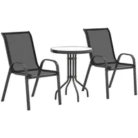 Outsunny Bistroset 3-tlg. Schwarz