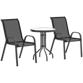 Outsunny Bistroset 3-tlg. Schwarz