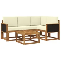 vidaXL Outdoor-Sofagarnitur 5-tlg. Natur/Creme