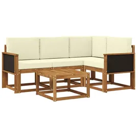 vidaXL Outdoor-Sofagarnitur 5-tlg. Natur/Creme