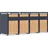 AXI Luke Mülltonnenbox Anthrazit/Holzoptik aus Metall - 4 Tonnen | Mülltonnenverkleidung mit Deckel für 4 Tonnen - Max. 240L - 265 x 80 x 116 cm... - Grau