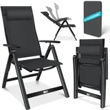 Kesser KESSER® Gartenstuhl Hochlehner mit Armlehnen Aluminium Klappstuhl inkl. Kopfkissen Campingstuhl 7-Fach Verstellbar Rückenlehne Atmungsaktiv & Wetterfest Klappbar & Anti-Rutsch