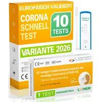 Adeste – NEU 10 x 1er Corona Schnelltest für Zuhause COVID 19 Antigen Rapid Test Swab Selbsttest. Geprüft für alle neuen 2026 Varianten. Zertifiziert für den Heimgebrauch