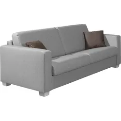 Schlafsofa ALINA "Verdi", grau (hellgrau tho 9), B:155cm H:85cm T:100cm, Struktur (100% Polyester), Sofas, mit echter Kaltschaummatratze, zum Ausklappen, Breite 155 cm