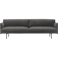 Muuto Outline Sofa 3-Sitzer, grace leder grau / schwarz