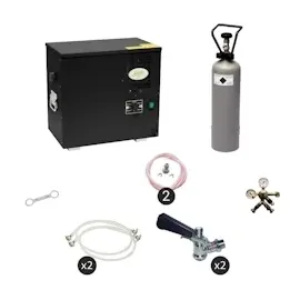 ich-zapfe Komplett Set Zapfanlage, AS-40, 2-leitig, Durchlaufkühler, Nasskühler - Untertheke, Green Line, Zapfkopf: 5 Liter Adapter,Zapfkopf 2:Korb