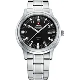 Herrenuhr SWISS MILITARY SMP36004.01, klassisch, Edelstahl - Silber/Schwarz