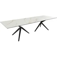 DeLife Esstisch Edge 300x100 Keramik Calacatta Luxe Weiß-Gold-Grau Estelar