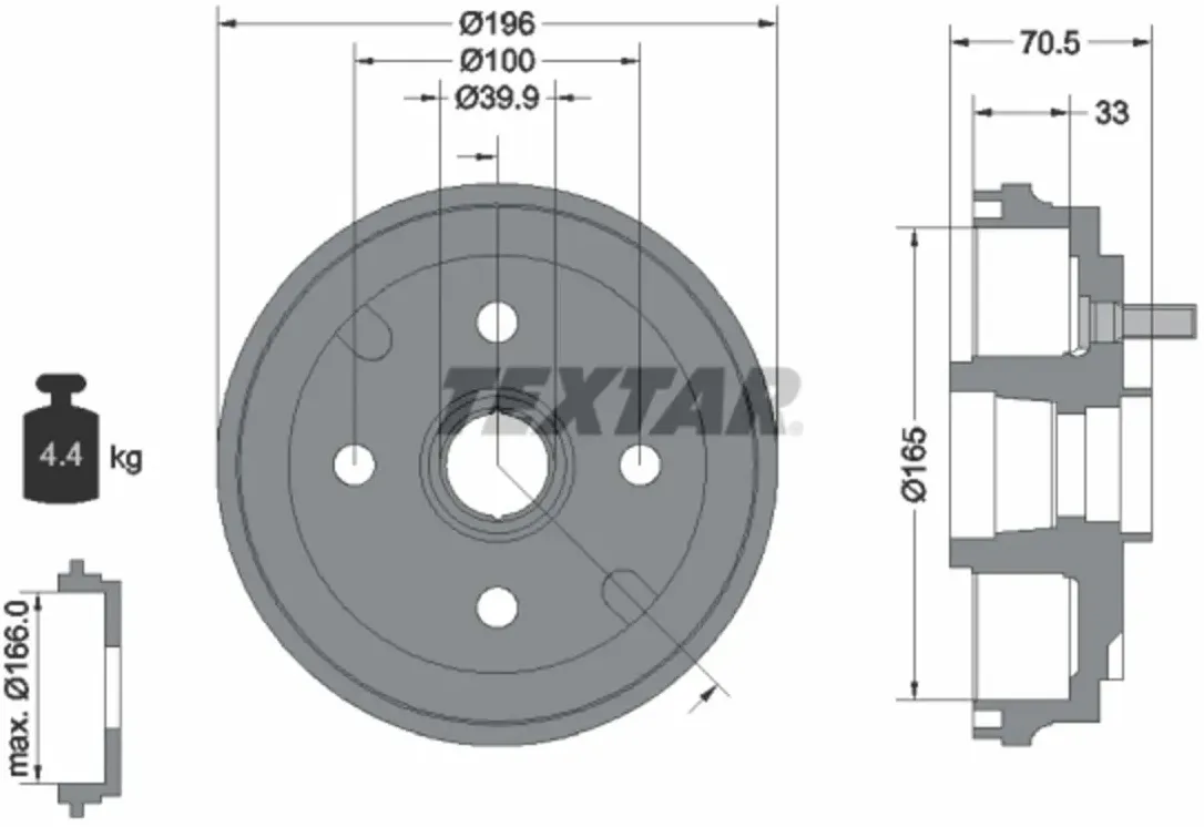 Tambour de frein TEXTAR 94033900