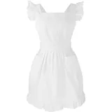 LilMents Kinderschürze im Retro-Stil, verstellbar, Rüschen, Küche, Backmädchen, Kostüm (weiß)